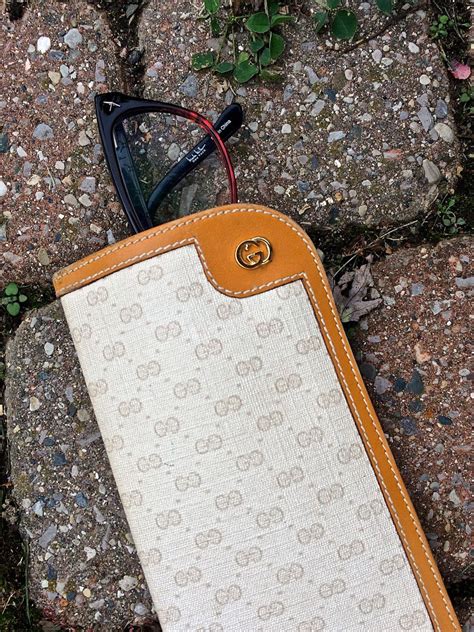 gold gucci glasses case|vintage Gucci eyeglass case.